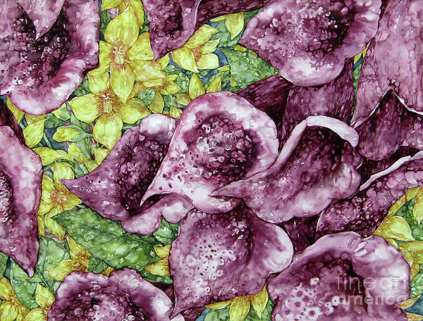 Watercolour Poster featuring the painting Foxgloves by Kim Tran