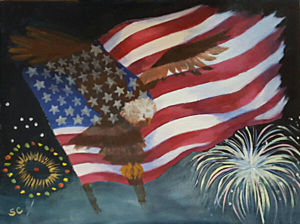 Flag Poster featuring the painting Freedom Reigns by Sharon Casavant