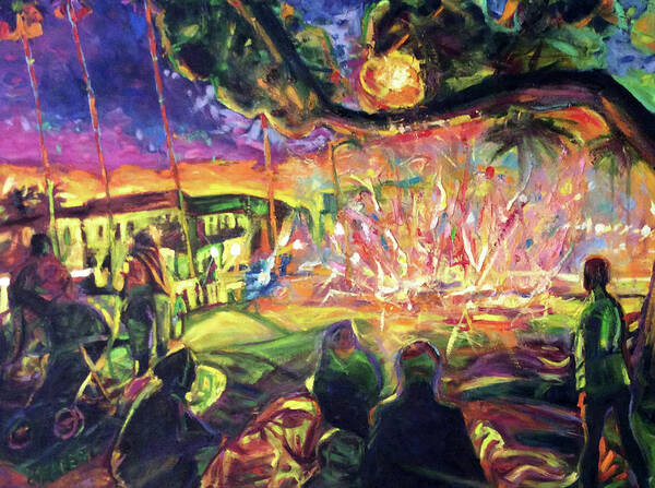 Sunset Poster featuring the painting Freedom's Fire by Bonnie Lambert