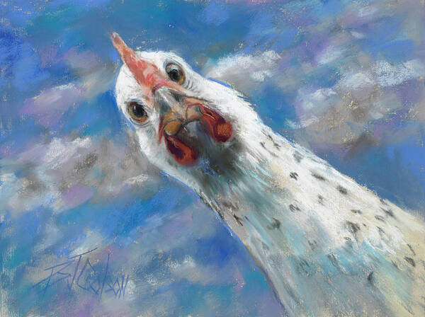 Chicken Poster featuring the pastel Fried WHAT by Billie Colson