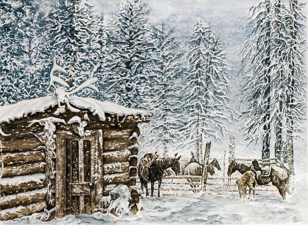 Western Paintings Poster featuring the painting Frozen In Time by Traci Goebel