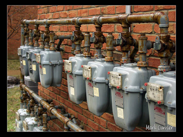 Abstract Poster featuring the photograph Gas Meters by Mark Currier