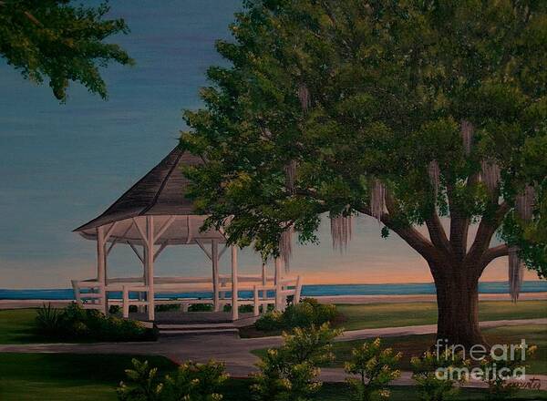 Gazebo Poster featuring the painting Gazeebo at the Lake by Valerie Carpenter