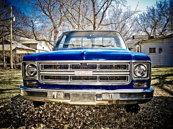 Blue Pickup Poster featuring the photograph GMC pickup by Craig Perry-Ollila
