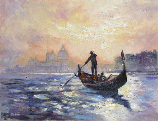 Gondolier Poster featuring the painting Gondolier by Irek Szelag