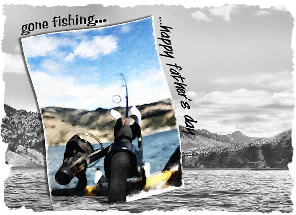 Father's Day Poster featuring the digital art Gone Fishing Father's Day Card by Susan Kinney