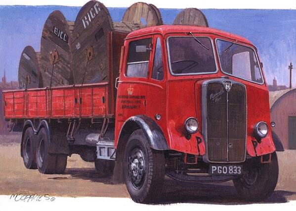 Ondon Poster featuring the painting GPO Maudslay six-wheeler. by Mike Jeffries