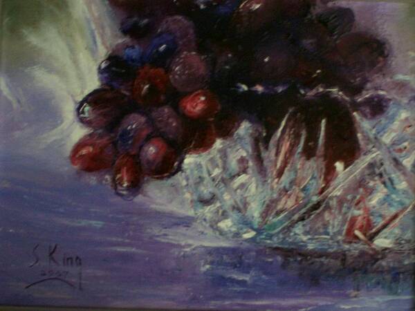 Still Life Poster featuring the painting Grapes and Glass by Stephen King