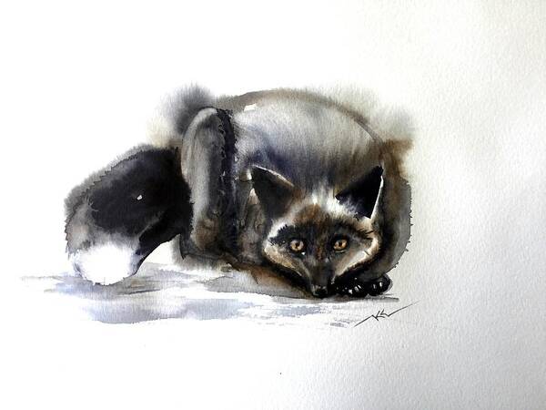 Animal Poster featuring the painting Grey fox 1 by Katerina Kovatcheva