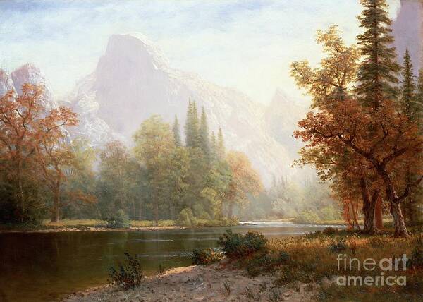 Albert Bierstadt Poster featuring the painting Half Dome Yosemite by Albert Bierstadt