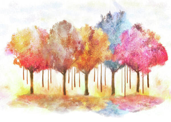 Pastel Poster featuring the photograph Happy Pastel Trees by Hal Halli