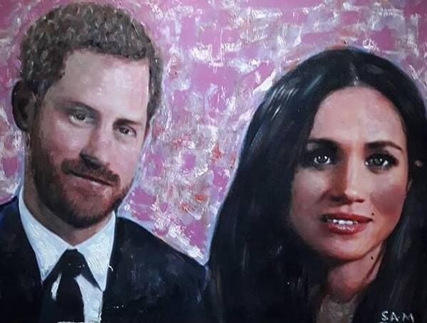 Royal Family Poster featuring the painting Harry and Megan by Sam Shaker