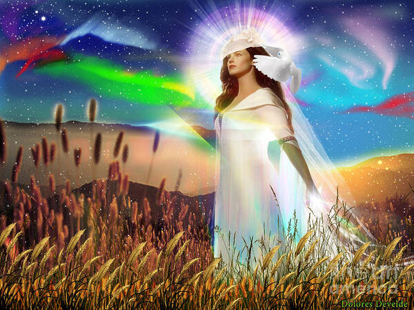 Wheat And Tare Poster featuring the digital art Harvest Bride by Dolores Develde