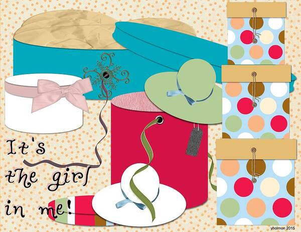 Boxes Poster featuring the digital art Hats and Ribbons by Yoli Fae