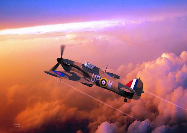 British Aviation Poster featuring the digital art Hawker Hurricane British Fighter by John Wills