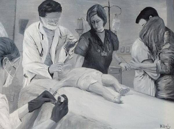 Medical Art Poster featuring the painting Help by Kevin Daly