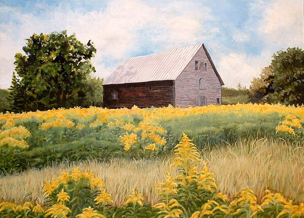 Barn Poster featuring the painting Henry's Barn by Carole Rickards