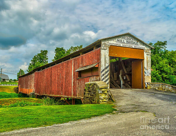 Herrs Poster featuring the photograph Herr's Mill Bridge - Pa by Nick Zelinsky Jr