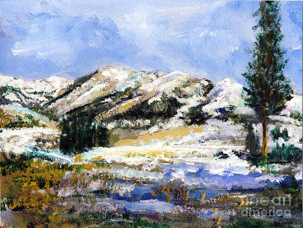 Mountains Poster featuring the painting High Sierra Snow Melt by Randy Sprout