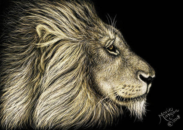 Lion Poster featuring the drawing His Majesty by Monique Morin Matson