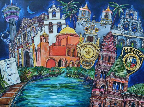 San Antonio Missions Poster featuring the painting Historical 401s San Antonio by Patti Schermerhorn