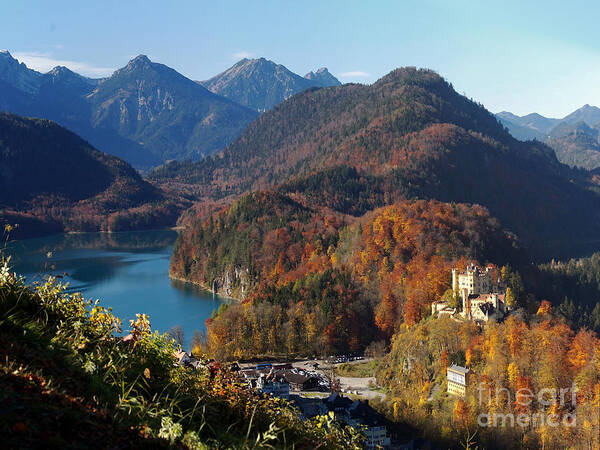 Prott Poster featuring the photograph Hohenschwangau castle and Alpsee in Bavaria by Rudi Prott
