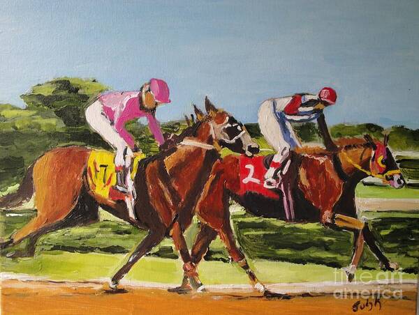 Horse Poster featuring the painting Home Stretch by Judy Kay