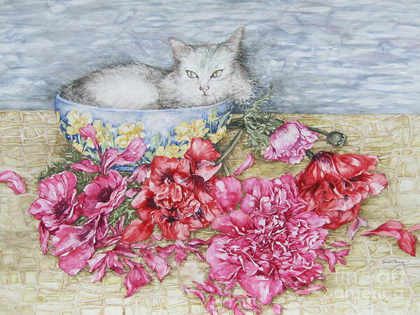 Cat Poster featuring the painting Homely by Kim Tran