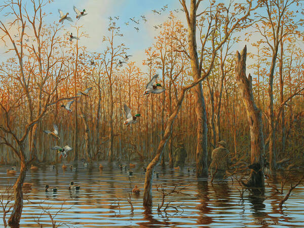 Mallards Poster featuring the painting Honey Hole by Guy Crittenden