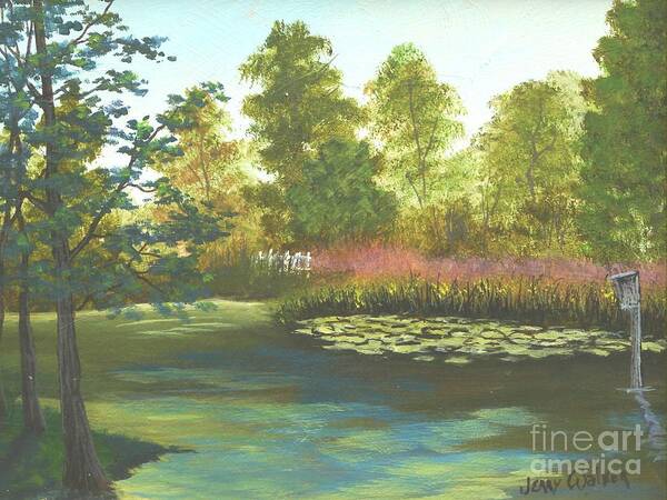 Landscape Poster featuring the painting Hopeland Gardens Duck Pond by Jerry Walker