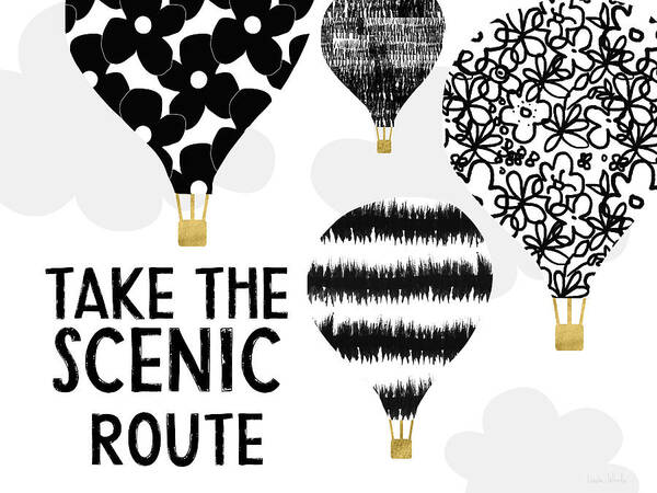 Hot Air Balloons Poster featuring the digital art Hot Air Balloons Scenic Route- Art by Linda Woods by Linda Woods
