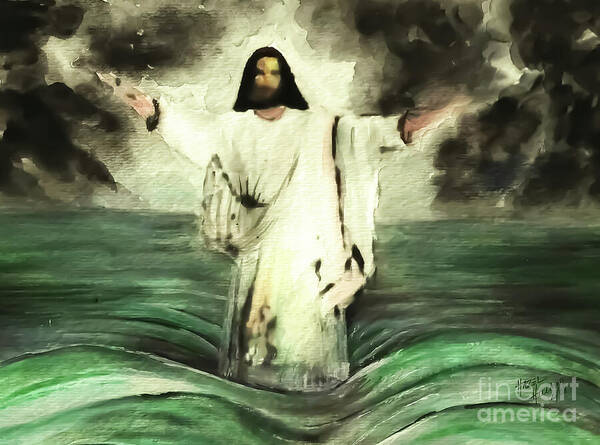 Jesus Walking On Water Poster featuring the painting I AM Will Calm Your Sea by Hazel Holland