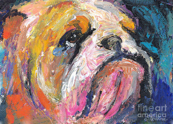 Bulldog Painting Poster featuring the painting Impressionistic Bulldog painting by Svetlana Novikova