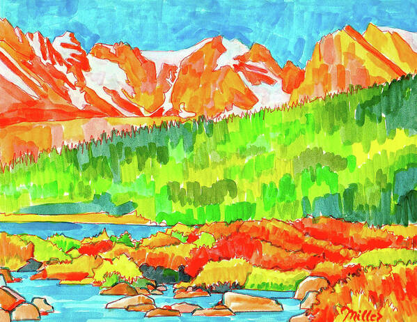 Art Poster featuring the painting Indian Peaks Wilderness by Dan Miller