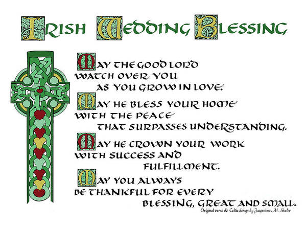 Irish Poster featuring the drawing Irish Celtic Wedding Blessing by Jacqueline Shuler