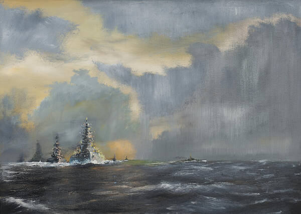 Boat Poster featuring the painting Japanese fleet in Pacific by Vincent Alexander Booth