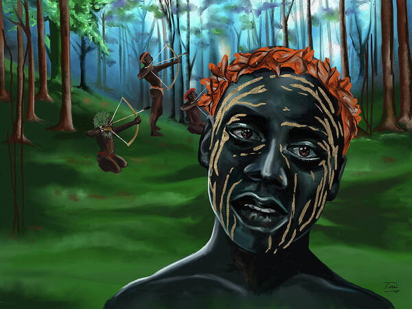 Poster featuring the drawing Jarawa by Terri Meredith