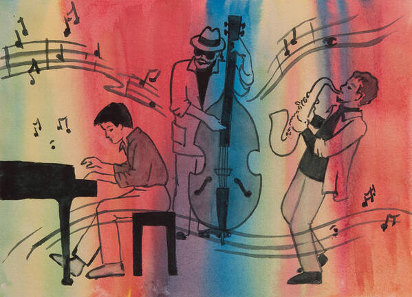 Figurative Poster featuring the painting Jazz Trio II by Heidi E Nelson