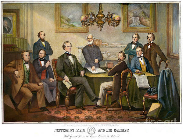 19th Century Poster featuring the drawing Jefferson Davis And Cabinet by Granger