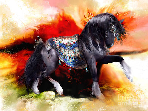 Kachina Poster featuring the digital art Kachina Hopi Spirit Horse by Shanina Conway