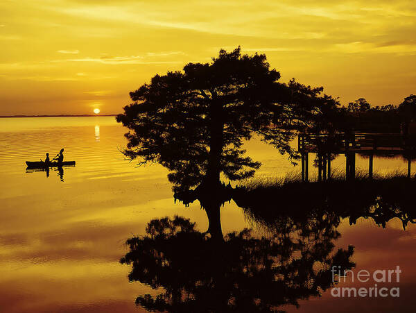 Sunset Poster featuring the photograph Kayaking At Sunset 2 OBX by Jeff Breiman