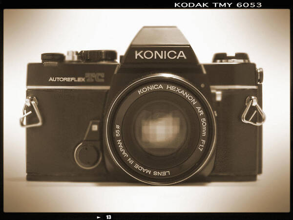 Vintage Film Camera Poster featuring the photograph Konica TC 35mm Camera by Mike McGlothlen