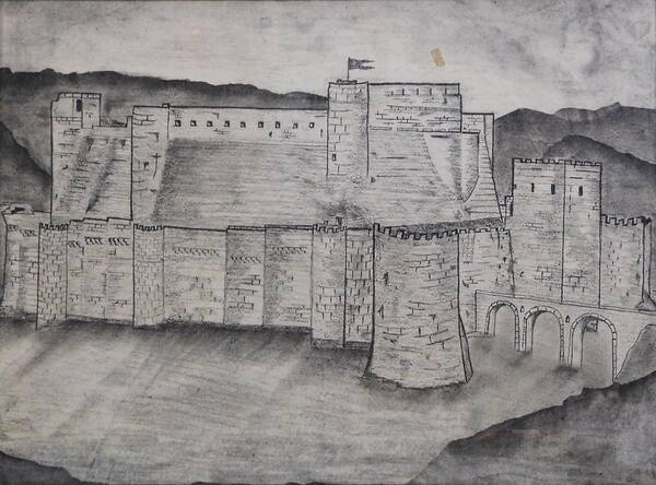 Castle Poster featuring the drawing Krak des Chevaliers by Jonathan A