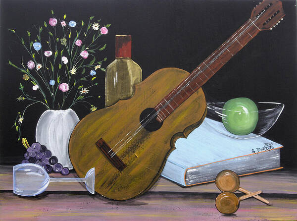 Cuatro Poster featuring the painting La Musica Por Dentro by Gloria E Barreto-Rodriguez