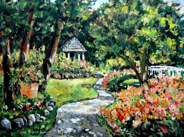 Landscape Poster featuring the painting La Paloma Gardens by Ingrid Dohm