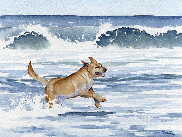 Labrador Poster featuring the painting Labrador Retriever at the Beach by David Rogers