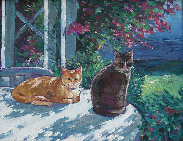 Pet Portraits Poster featuring the painting Lady and Lucy by Karen Doyle