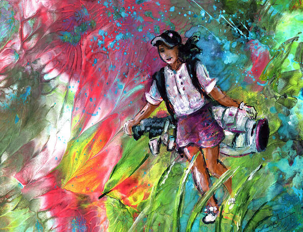 Sport Poster featuring the painting Lady Golf 04 by Miki De Goodaboom