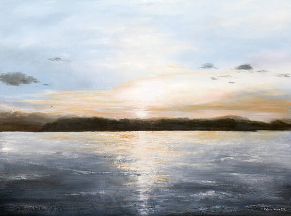 Seascape Poster featuring the painting Lake Sunset by Katrina Nixon