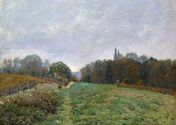 Alfred Sisley Poster featuring the painting Landscape at Louveciennes by Alfred Sisley